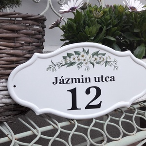 Házszám/utcatábla/névtábla jázmin mintával - otthon & életmód - ház & kert - házszám - Meska.hu