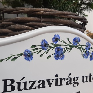 Házszám/utca tábla búzavirág mintával - otthon & életmód - ház & kert - házszám - Meska.hu