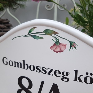 Házszám/utcatábla/névtábla szellőrózsa mintával - otthon & életmód - ház & kert - házszám - Meska.hu