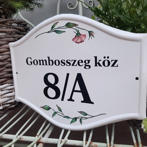 Házszám/utcatábla/névtábla szellőrózsa mintával - otthon & életmód - ház & kert - házszám - Meska.hu
