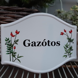 Házszám/utca tábla csipkebogyó mintával - otthon & életmód - ház & kert - házszám - Meska.hu