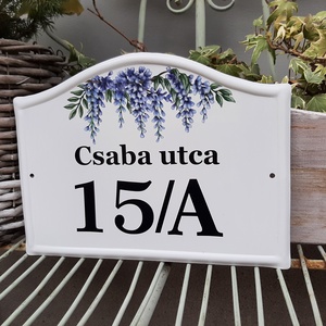 Házszám/utca tábla lilaakác mintával - otthon & életmód - ház & kert - házszám - Meska.hu