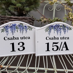 Házszám/utca tábla lilaakác mintával - otthon & életmód - ház & kert - házszám - Meska.hu