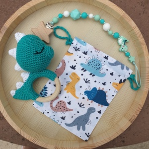 Dínós csörgőszett - játék & sport - 3 éves kor alattiaknak - csörgő - Meska.hu