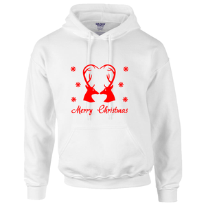 Karácsonyi kapucnis felnőt pulóver Szerelmes szarvasokkal - Meska.hu