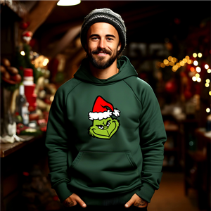 Karácsonyi kapucnis felnőt pulóver Grincs fejjel - Meska.hu
