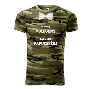Legénybúcsú póló, a vőlegény a papucsférj terepmintás  - Meska.hu