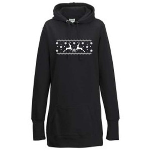 Karácsonyi mintás fekete női kapucnis hosszú pulóver 4 karácsonyi mintával kérheted - karácsony - karácsonyi ruházat - karácsonyi póló & pulcsi - Meska.hu