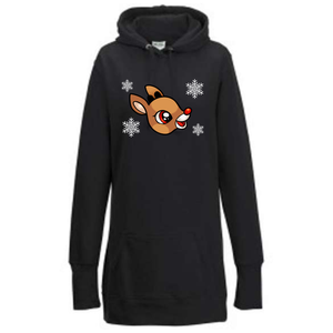Karácsonyi mintás fekete női kapucnis hosszú pulóver 4 karácsonyi mintával kérheted - karácsony - karácsonyi ruházat - karácsonyi póló & pulcsi - Meska.hu