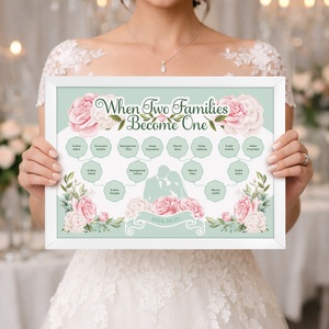 Romantikus-virágos családfa, esküvői köszönőajándék, személyre szabható, 3 generációs, A3-as - digitális termék, Művészet, Grafika & Illusztráció, Digitális, , MESKA