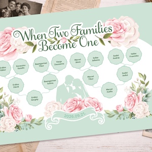 Romantikus-virágos családfa, esküvői köszönőajándék, személyre szabható, 3 generációs, A3-as - digitális termék - művészet - grafika & illusztráció - digitális - Meska.hu