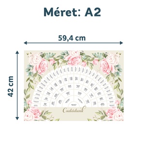 Családfa, 6 generációs, személyre szabható legyeződiagram formában, rózsamintával, A2-es méretben - digitális termék - művészet - grafika & illusztráció - digitális - Meska.hu
