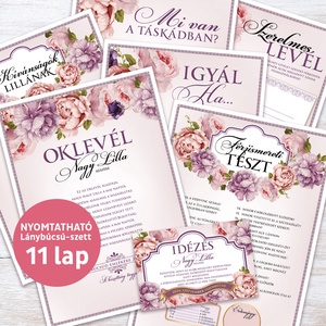 Rózsás Lánybúcsú Szett, 11 db lap, A4 méret, Művészet, Grafika & Illusztráció, Digitális, , MESKA