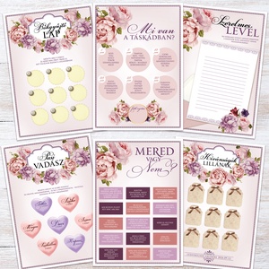 Rózsás Lánybúcsú Szett, 11 db lap, A4 méret - művészet - grafika & illusztráció - digitális - Meska.hu