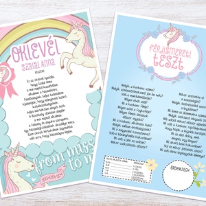 Unikornis Lánybúcsú Szett, 11 db lap, A4 méret - művészet - grafika & illusztráció - digitális - Meska.hu