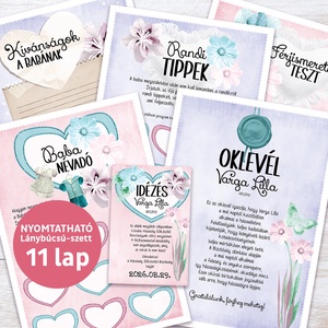 Lánybúcsú Szett Kismamáknak, 11 db lap, A4 méret, Művészet, Grafika & Illusztráció, Digitális, , MESKA