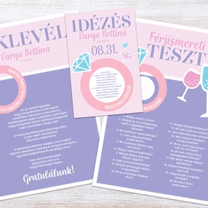 Lánybúcsú Szett, Gyémántgyűrűs mintával, 11 db lap, A4 méret - művészet - grafika & illusztráció - digitális - Meska.hu