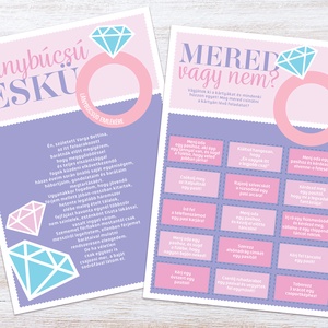 Lánybúcsú Szett, Gyémántgyűrűs mintával, 11 db lap, A4 méret - művészet - grafika & illusztráció - digitális - Meska.hu