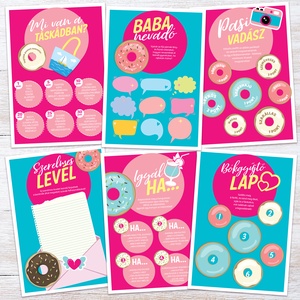 Fánkos Lánybúcsú Szett, 11 db lap, A4 méret - művészet - grafika & illusztráció - digitális - Meska.hu