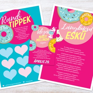 Fánkos Lánybúcsú Szett, 11 db lap, A4 méret - művészet - grafika & illusztráció - digitális - Meska.hu