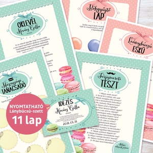 Macaron Lánybúcsú Szett 11 db lap, A4 méret - Meska.hu