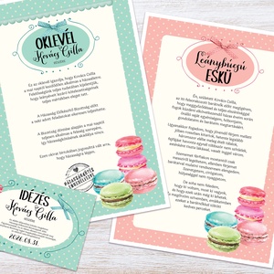 Macaron Lánybúcsú Szett 11 db lap, A4 méret - művészet - grafika & illusztráció - digitális - Meska.hu