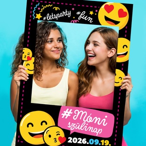 Szelfikeret emoji mintával - nagyméretű fotókeret grafika bulira, 70�100 cm, nyomdakész fájl  - művészet - grafika & illusztráció - digitális - Meska.hu