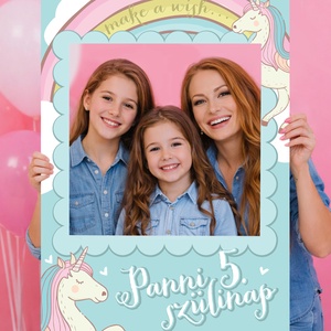 Szelfikeret unikornissal - nagyméretű fotókeret grafika bulira, 70�100 cm, nyomdakész fájl  - művészet - grafika & illusztráció - digitális - Meska.hu