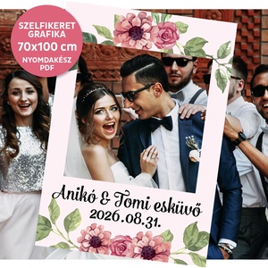 Szelfikeret grafika esküvőre, virágos mintával, 70�100 cm, nyomdakész fájl , Művészet, Grafika & Illusztráció, Digitális, , MESKA