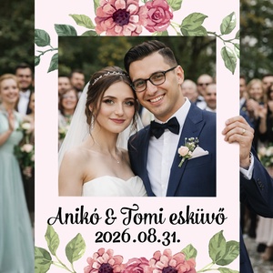 Szelfikeret grafika esküvőre, virágos mintával, 70�100 cm, nyomdakész fájl  - művészet - grafika & illusztráció - digitális - Meska.hu