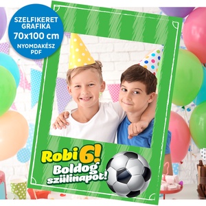 Szelfikeret grafika szülinapra, focis mintával, nyomdakész fájl, Művészet, Grafika & Illusztráció, Digitális, , MESKA