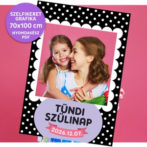 Szelfikeret grafika szülinapra, pöttyös mintával, nyomdakész fájl, Művészet, Grafika & Illusztráció, Digitális, , MESKA