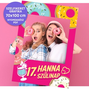 Szelfikeret grafika bulira, fánk mintával, nyomdakész fájl  - Meska.hu