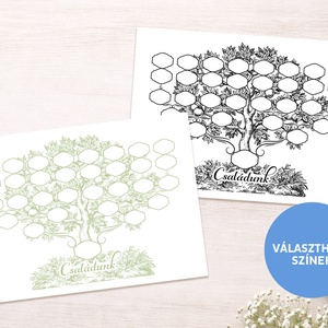 Nyomtatható DIY családfa sablon, 5 generációs, A3 méretben - művészet - grafika & illusztráció - digitális - Meska.hu