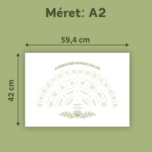 Személyre szabható 5 generációs családfa, letisztult legyeződiagram formában, A2-es méretben - művészet - grafika & illusztráció - digitális - Meska.hu