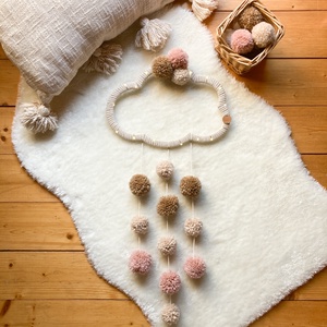 Pompom felhő falidísz, éjszakai világítás - Névre szóló pompom, pompon felhőcske, Ajándék névvel - Meska.hu