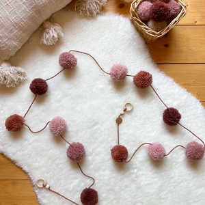 Pompom girland, pompon füzér - 100%-ban természetes anyagokból, Otthon & Életmód, Babaszoba, gyerekszoba, Babaszoba dekoráció, , MESKA