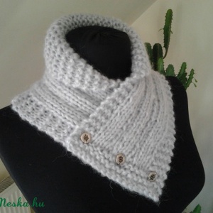 Szürke egyedi trendi kézzel kötött nyakmelegítő -  - Meska.hu