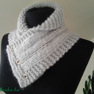 Szürke egyedi trendi kézzel kötött nyakmelegítő -  - Meska.hu