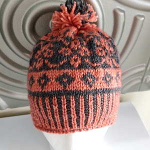 Kézzel kötött norvég mintás sapka  - ruha & divat - sál, sapka, kendő - sapka - Meska.hu