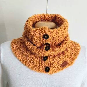 Mustár kötött nyakmelegítő  - ruha & divat - sál, sapka, kendő - sál - Meska.hu