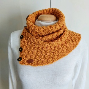 Mustár kötött nyakmelegítő  - ruha & divat - sál, sapka, kendő - sál - Meska.hu