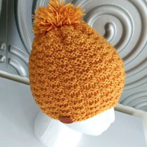 Mustár sárga Kötött Sapka  - ruha & divat - sál, sapka, kendő - sapka - Meska.hu