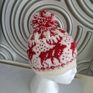 Kézzel kötött norvég mintás sapka  - ruha & divat - sál, sapka, kendő - sapka - Meska.hu