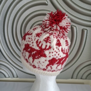 Kézzel kötött norvég mintás sapka  - ruha & divat - sál, sapka, kendő - sapka - Meska.hu