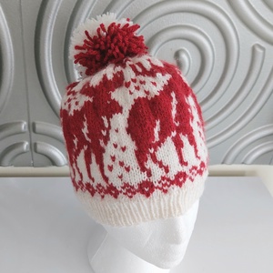 Kézzel kötött norvég mintás sapka  - ruha & divat - sál, sapka, kendő - sapka - Meska.hu