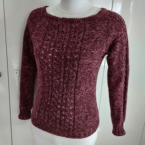  Mályva  kézzel kötöt pulcsi 38-40-es méret - ruha & divat - női ruha - pulóver - Meska.hu