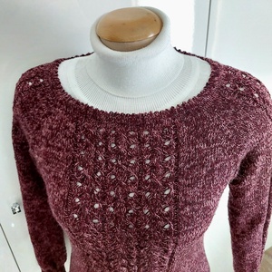  Mályva  kézzel kötöt pulcsi 38-40-es méret - ruha & divat - női ruha - pulóver - Meska.hu