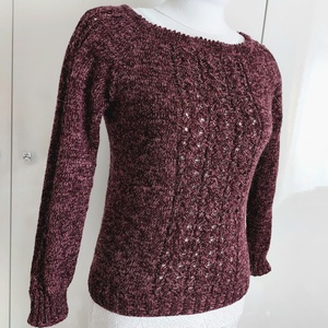  Mályva  kézzel kötöt pulcsi 38-40-es méret - ruha & divat - női ruha - pulóver - Meska.hu