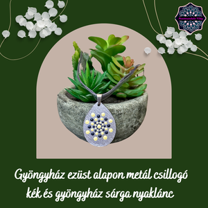 Csepp alakú fa medál pontmandala díszítéssel organza nyakláncon - ékszer - nyaklánc - medálos nyaklánc - Meska.hu